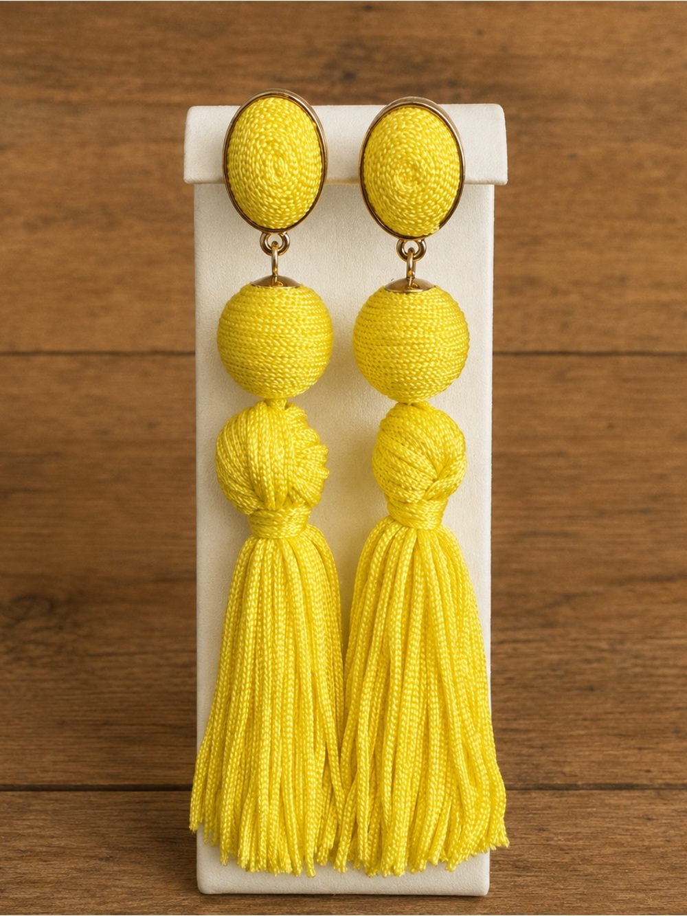Yellow Tassel Drop Earrings - Vibrant Statement Earrings
